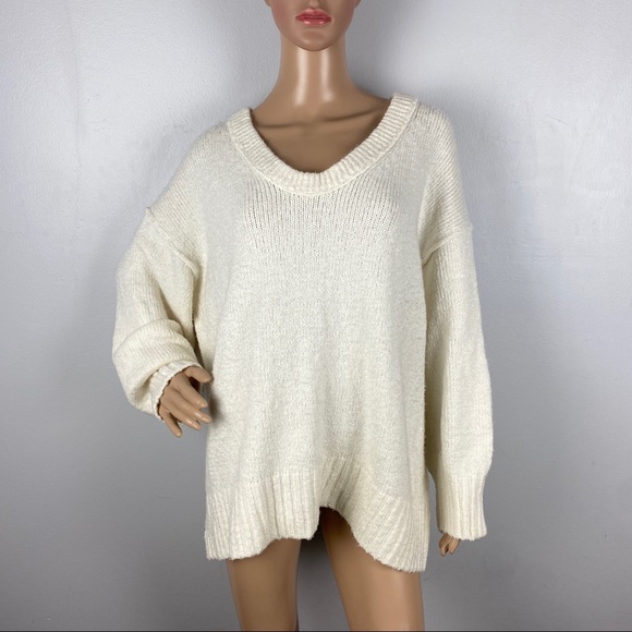 NEW FREE PEOPLE IVORY SCOOP NECK SWEATER - Picture 2 of 8